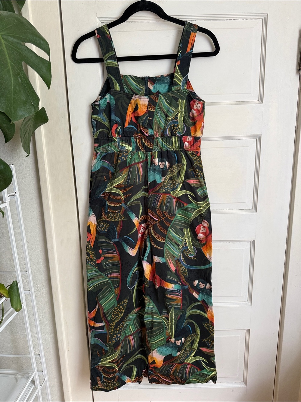 Farm Rio Monkeys Cropped Tropical Print Wide-Leg Jumpsuit - Picture 4 of 9